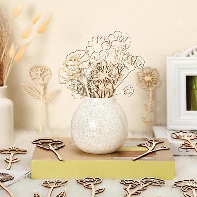 Wood Wildflower Decor Colorable Floral Cutouts Signs with Stem Boho Wood Flower Bouquet for Home Birthday Holiday Art DIY Nursery Bedroom Decoration