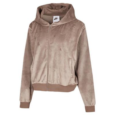 Dámská volná velurová mikina s kapucí a celopropínáním Sportswear Chill Knit HJ0958-233