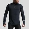Men Sport Top Zipper Stand Collar Thin Sweat Absorption Quick-drying Long Sleeve Solid Color Basketball Training Fitness Workout
