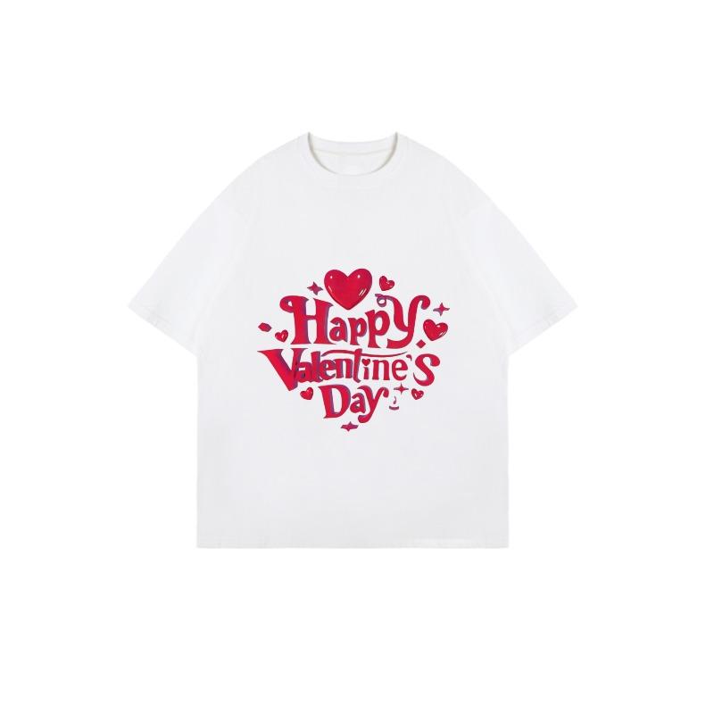 Oversized T Shirt Black Happy Valentines Day Heart Print For Valentine's Day