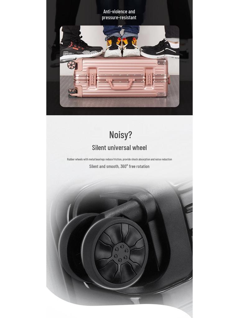 Aluminum Frame Luggage with Universal Wheels: 20", 24", 26" & 28" Carry-On Options for Students & Travelers