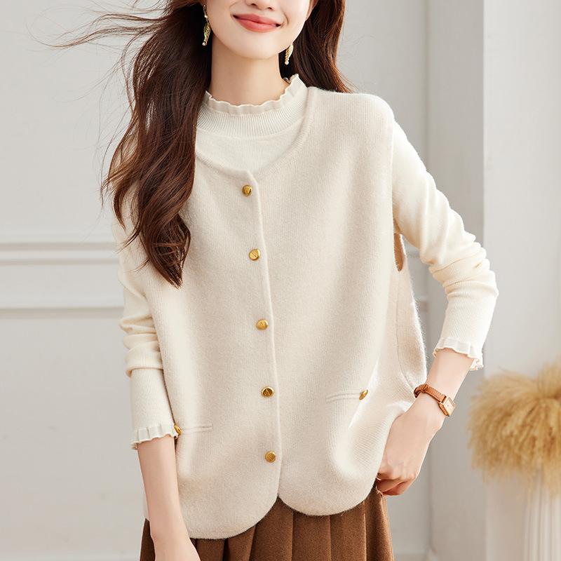 Round Neck Cardigan Vest for Women In Spring New Korean Style Versatile Fashion High-end Knitted Vest