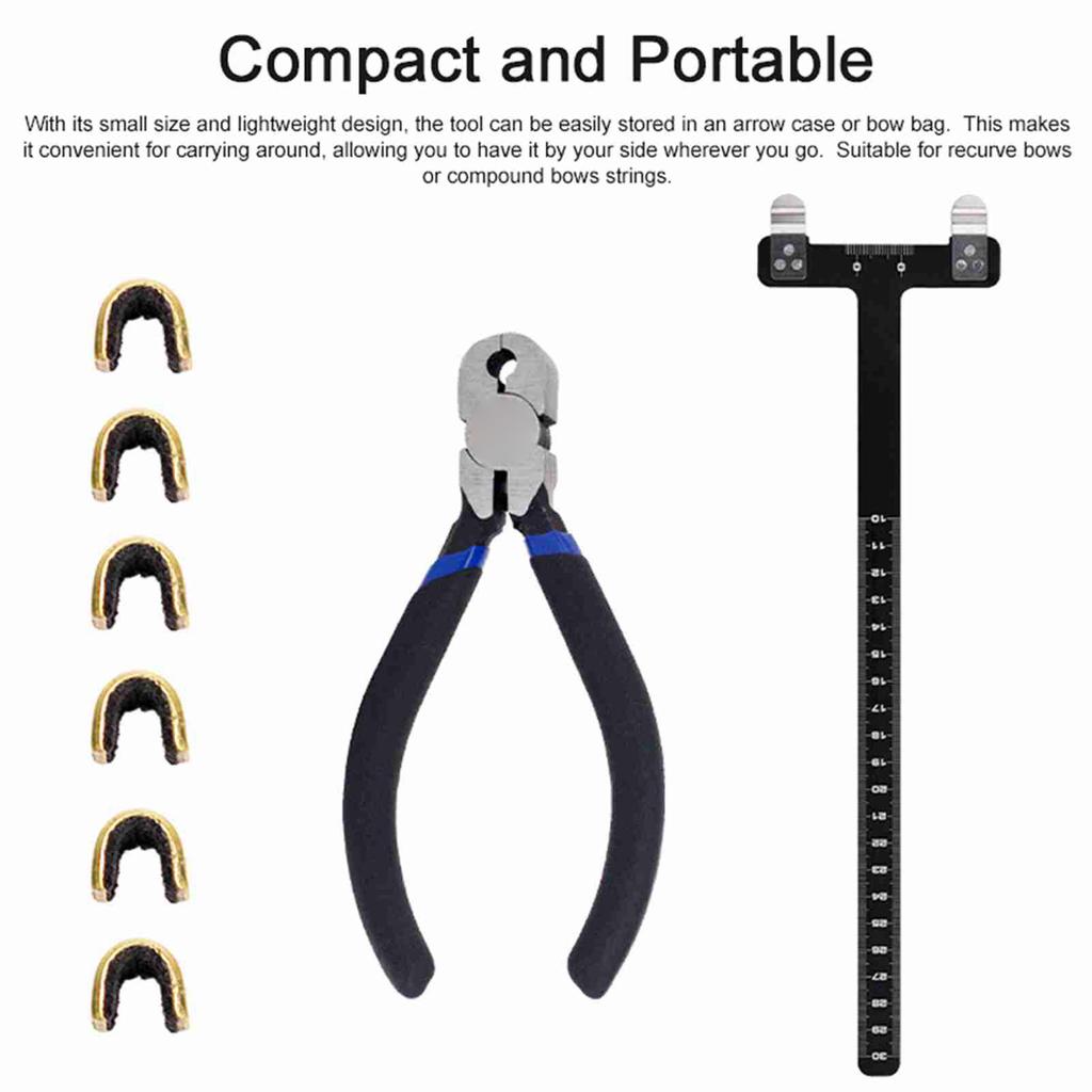 Archery Adjustment Tool Bow String Nocking Points Pliers T Squares Tuning Ruler for for Recurve and Compound Bowstring
