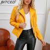 BITCED Spring/Autumn Women's Leather Jacket - Short Fit, Slim-Cut, Lightweight Leather Coat, Biker Style