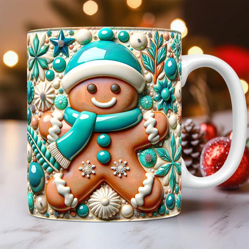 3D New Christmas Christmas Gingerbread Man Ceramic Coffee Mark Cup Tea Cup Gingerbread