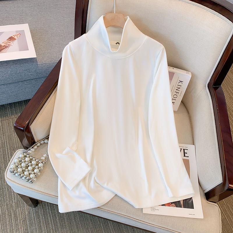 Plus Size Spring and Autumn Women's Bottoming Shirt Long-sleeved T-shirt High Neck Bottoming Shirt Inside High Elastic Tops