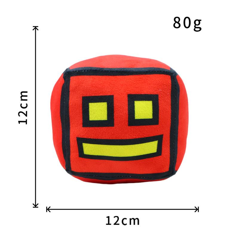 Juguetes de Peluche Cubo Geometry Dash Almohada Pequeña Muñeco de Peluche Relleno Colgante Cuadrado Juego Lindo Decoración para el Hogar Regalo de Cumpleaños para Niños