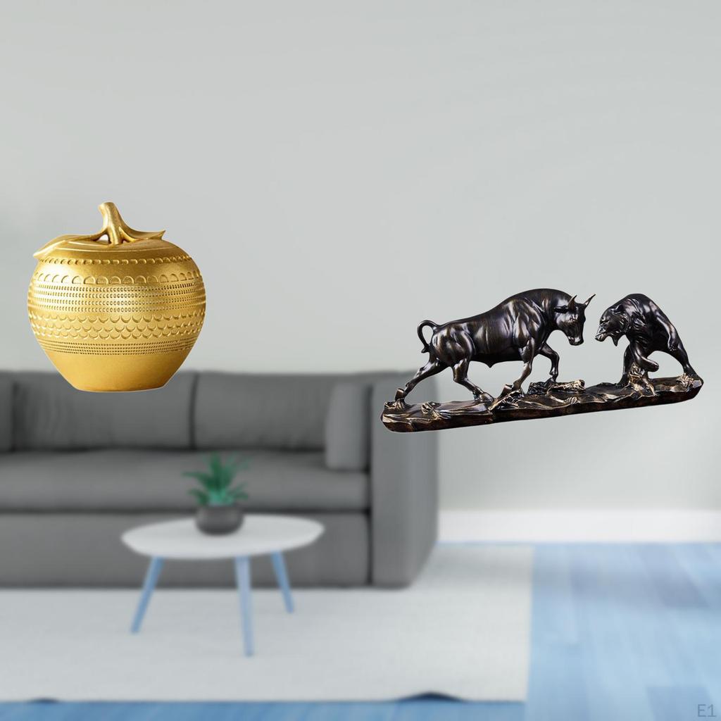 Modern Resin Bull Figurine Sculpture for Tabletop Bookshelf Dining Room Bedroom Office Feng Shui Cow
