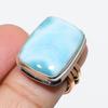 Natural Larimar Gemstone 925 Solid Sterling Silver TwoTone Gift Ring S.7 o5G62