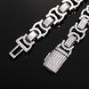 European-American Hip Hop 13mm Diamond Zirconia Bow Square Chain Necklace & Bracelet Set