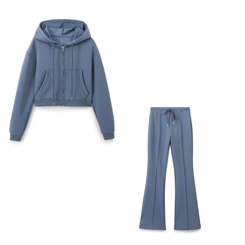 Flared Pants Sets Women 2 Pieces 2025 New Fashion Hoodie Coat Women Suit Casual Two Piece Set Women Outfits
