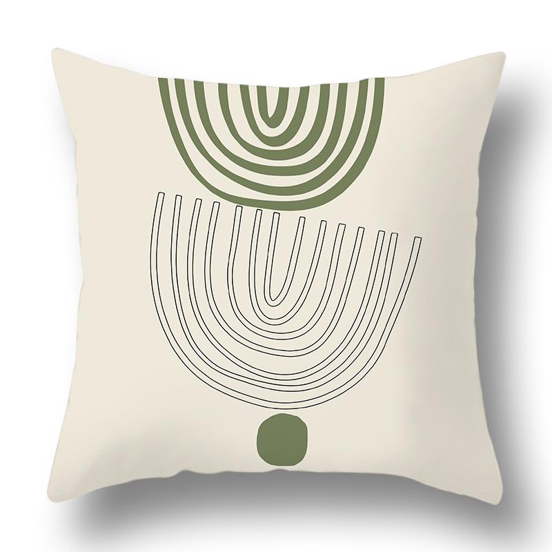 Nordic Abstract Green Geometric Pillowcase Flower Print Home Petal Velvet Pillow Cushion Cover