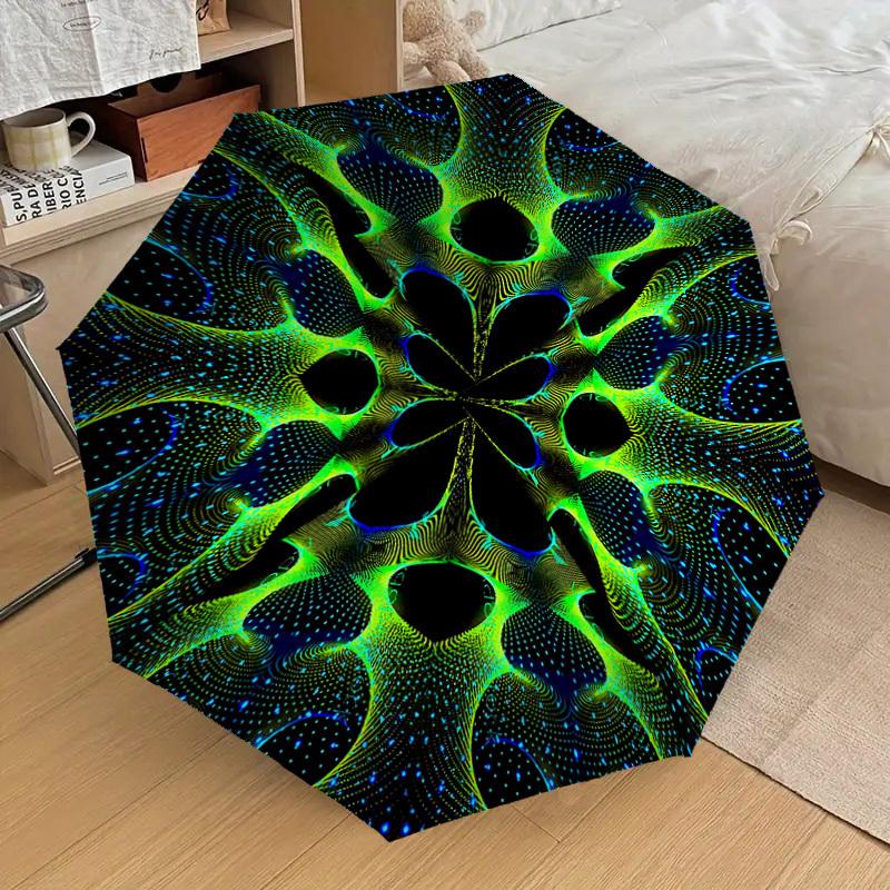 1pc Psychedelic Patterns Automatic Open/Close Umbrella with Windproof, 8-Rib Sturdy Canopy, Durable Ribs, Fashionable Design1198A