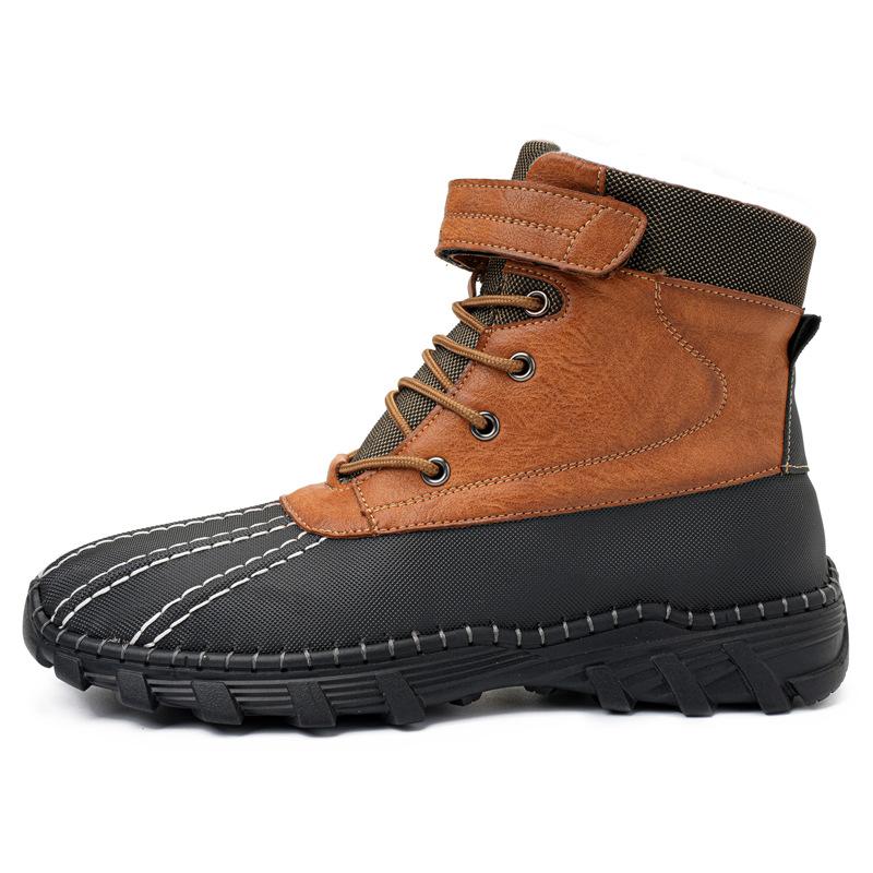 Hot-selling Waterproof Snow Boots Men's Autumn and Winter High-top Handmade Men's Shoes Outdoor Tooling Boots Velvet Duckbill Boots Cotton Shoes
