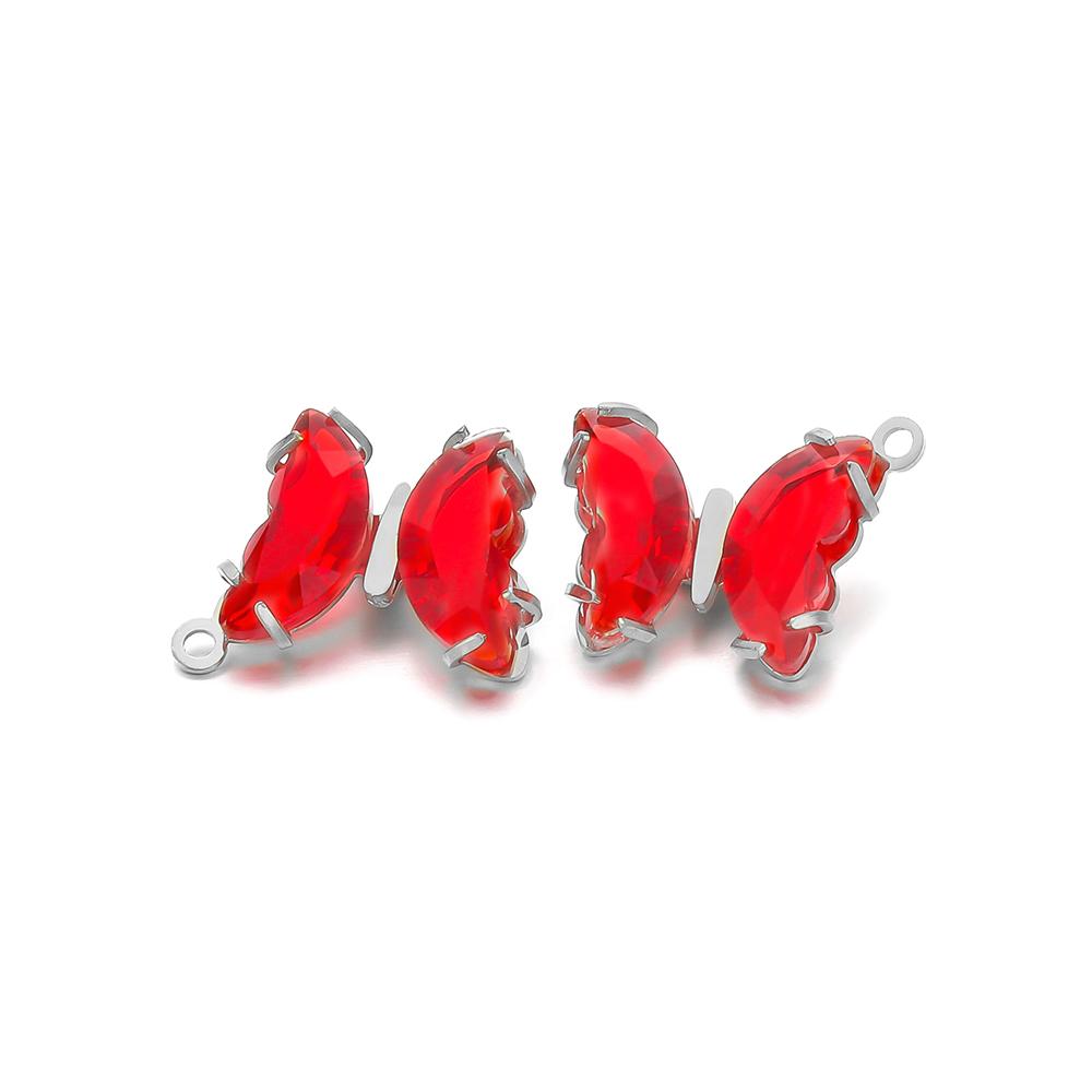 5pcs Stainless Steel Transparent Crystal Glass Butterfly Charms for DIY Jewelry Exquisite Necklace Findings Earrings Making