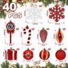 StarryLights Christmas Tree Ornaments Set - Red and Gold with Accessories