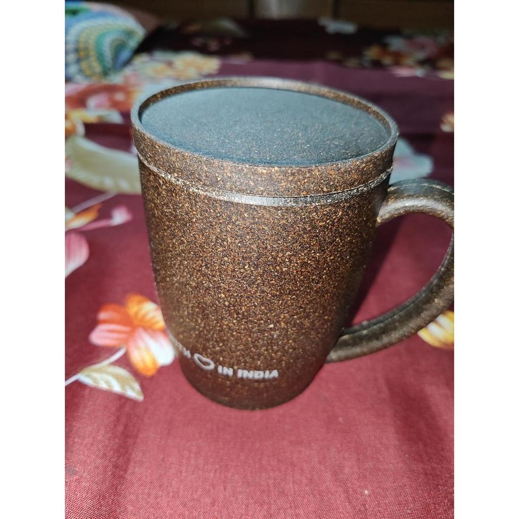 Coffee Mug with Lid | Crafted from Used Coffee Grounds | Eco-Friendly & Sustainable Cup | Microwave Safe | Spill Proof | Travel Friendly | Office