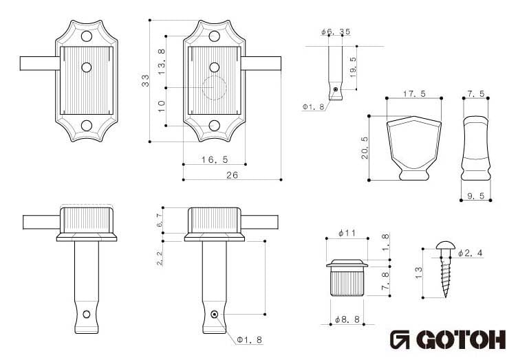 GOTOH Guitar SD90-SL-L3R3-GG Tuners, Gold, 20322GX/D