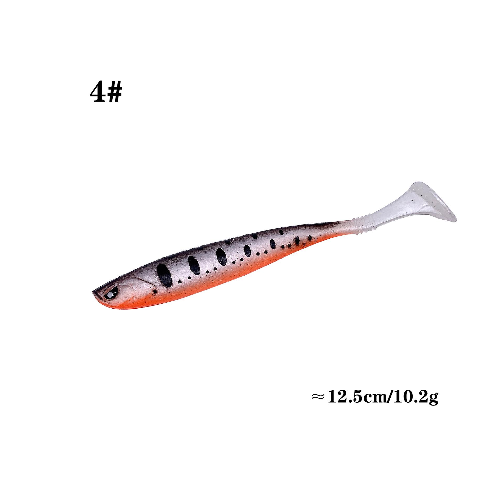

Alien Eye T-Tail Soft PVC Fishing Lure, 12.5cm/10g, Rainbow Groove-Back Design Bulk