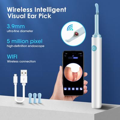 Cleaner vizual inteligent pentru urechi, WiFi conectat, endoscopic, pentru îndepărtarea cerii din urechi, lingură de silicon sigură, instrument wireless pentru curățarea urechilor cu lumină LED