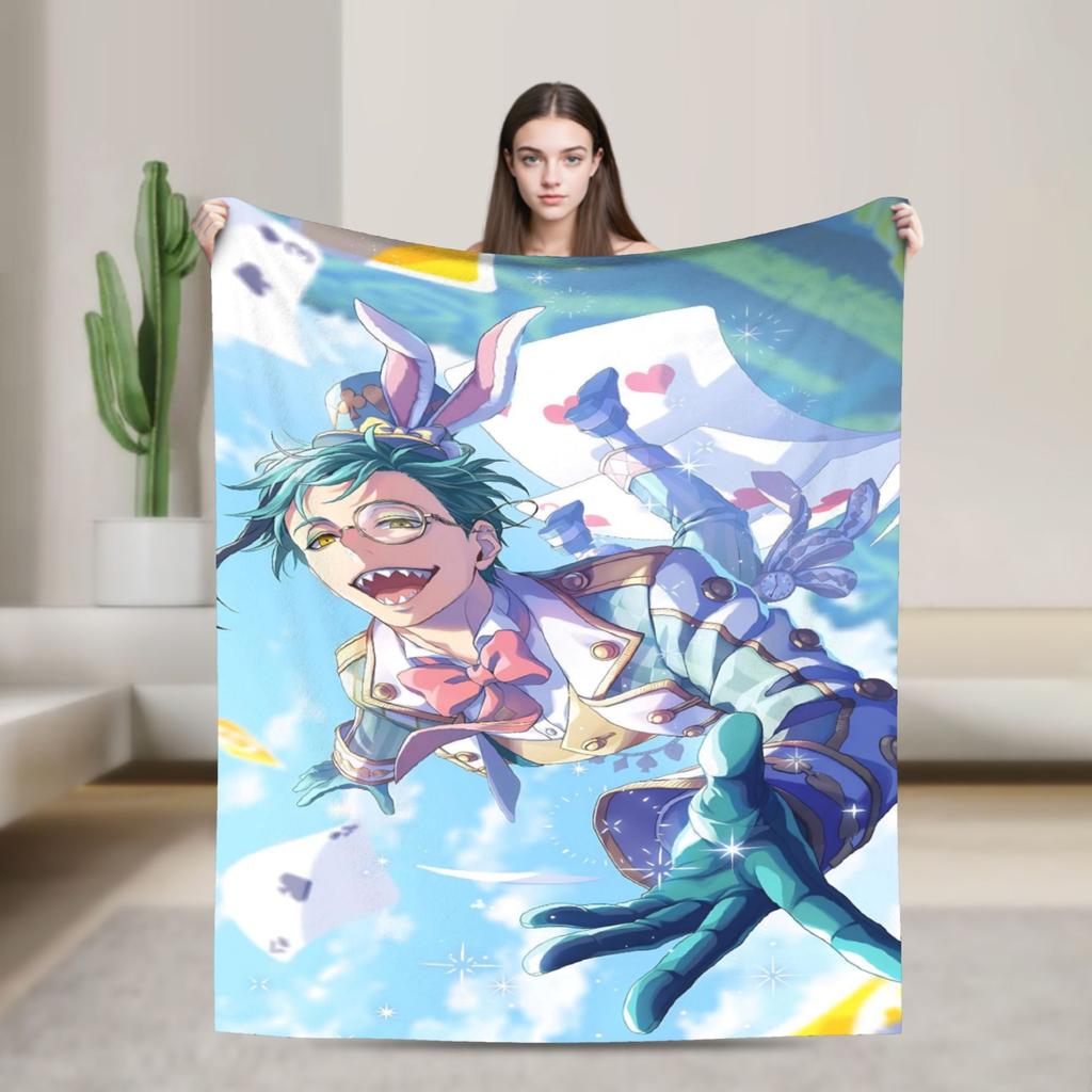 Twisted-Wonderland Blanket Malleus Draconia Cartoon Game Flannel Awesome Warm Throw Blankets for Home Restaurant Spring Autumn