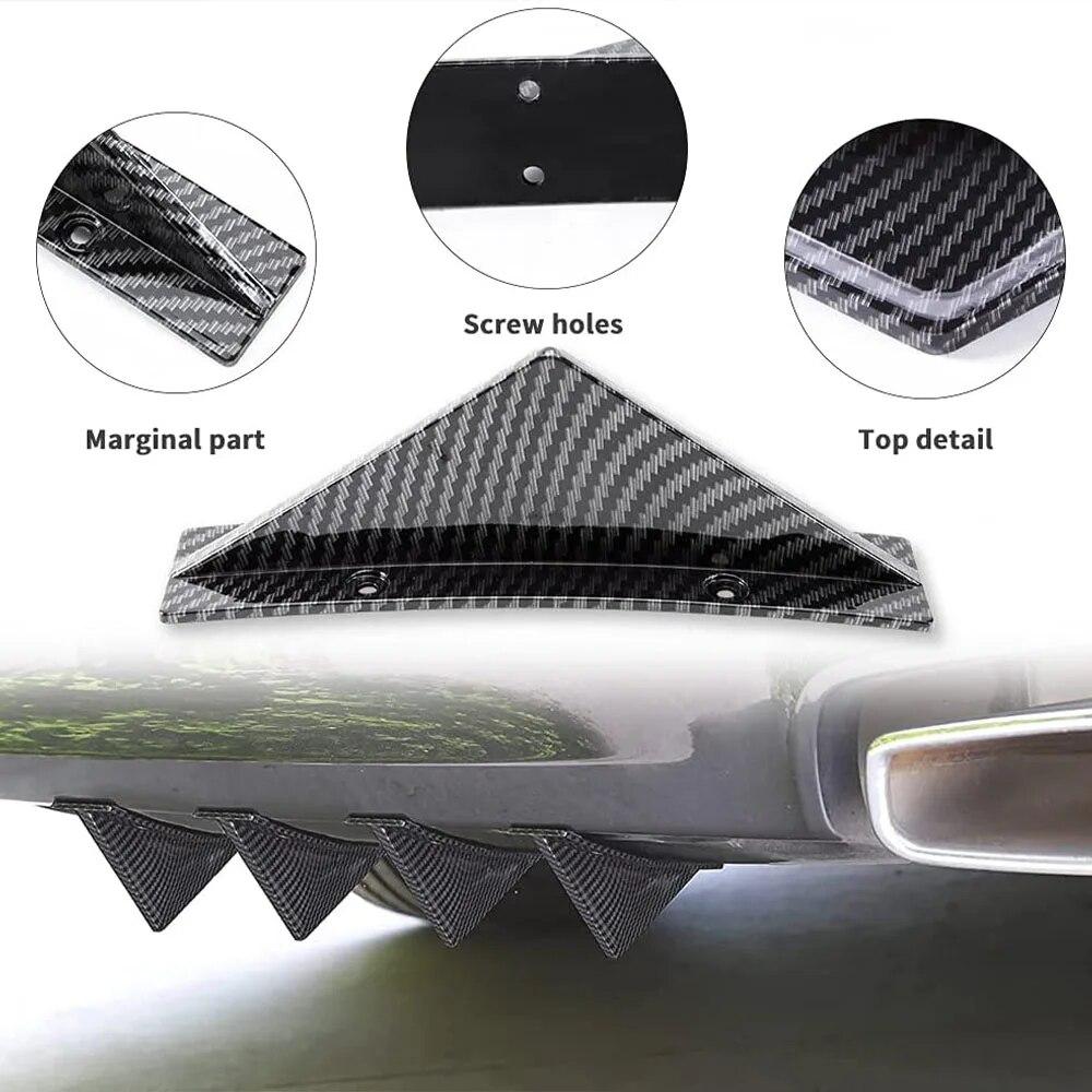 6PCS Universal For Hyundai Genesis 2000-2022 Rear Bumper Splitter Cover + Diffuser Shark Fin Spoiler Sticker Set Car Accessories