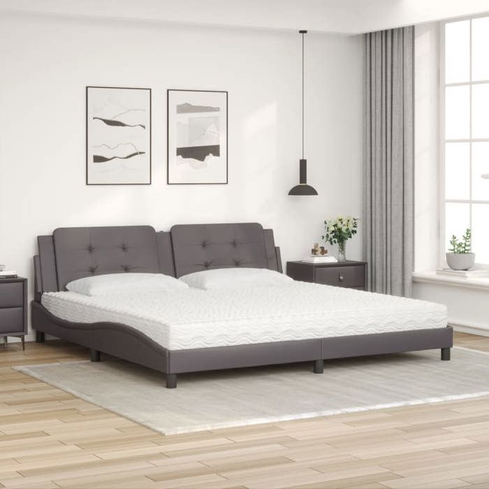 Maison Exclusive - Lit avec matelas Zadar gris 200x200 cm similicuir