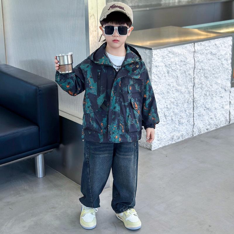 Toddler Boys' Streetwear Hooded Jacket - Spring/Autumn 2025 Trendy Windbreaker