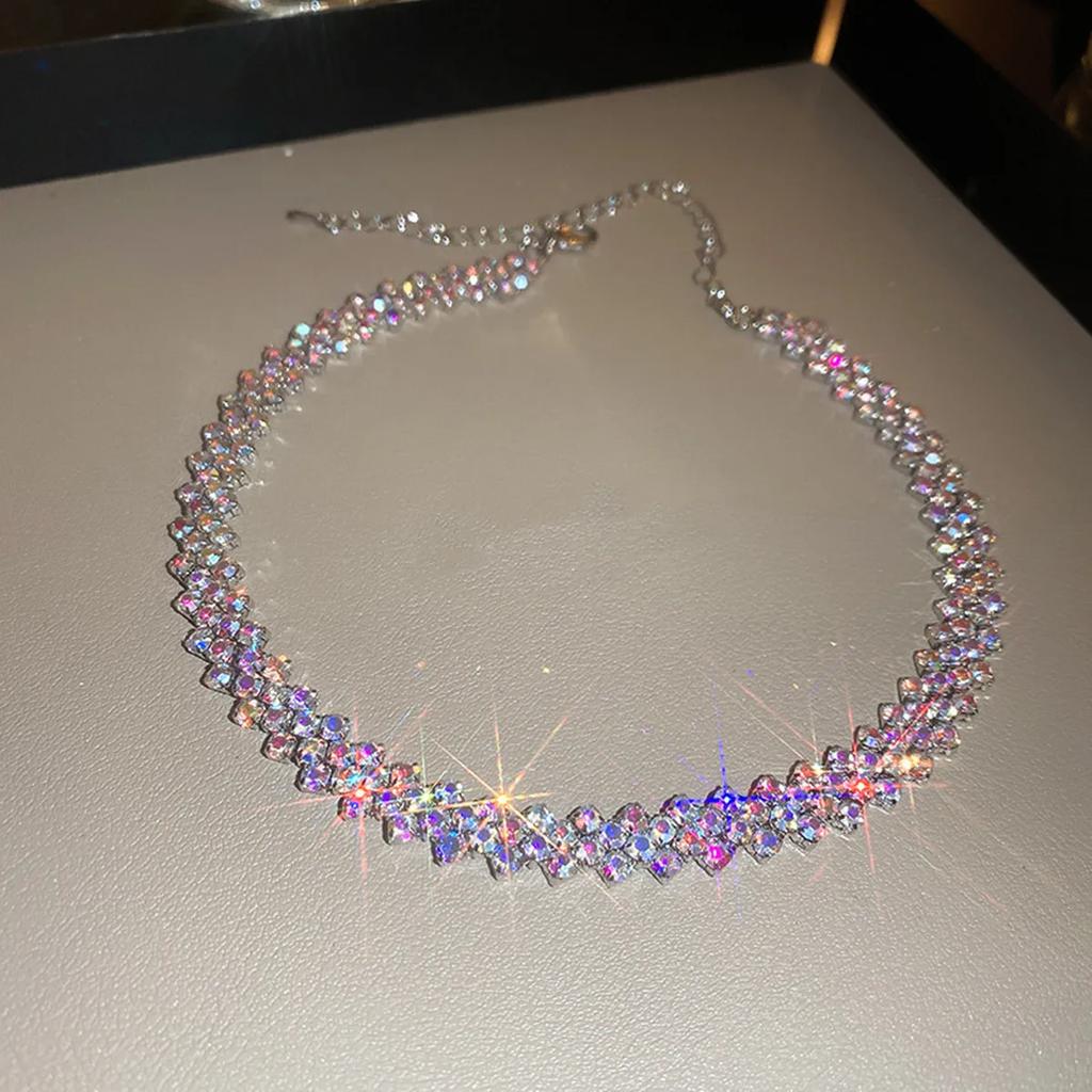 Luxury Fashion Full Rhinestone Choker Necklaces for Women Geometric Crystal Necklaces Weddings Jewelry Party Gifts