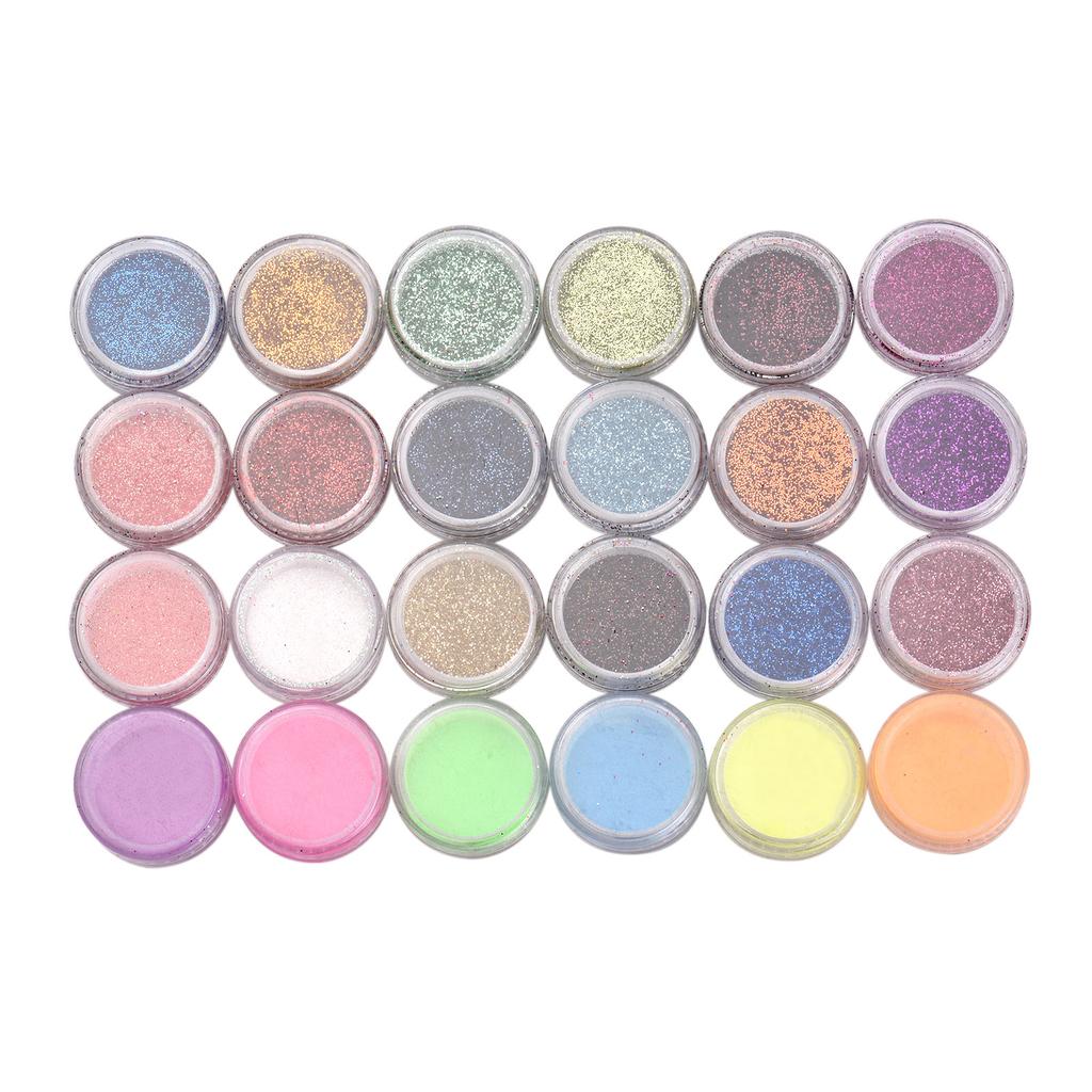 Glitter Powder Kit 24 Bottles Fine Glitter Powder Luminous Cosmetic Loose Glitter for Tattoo Body