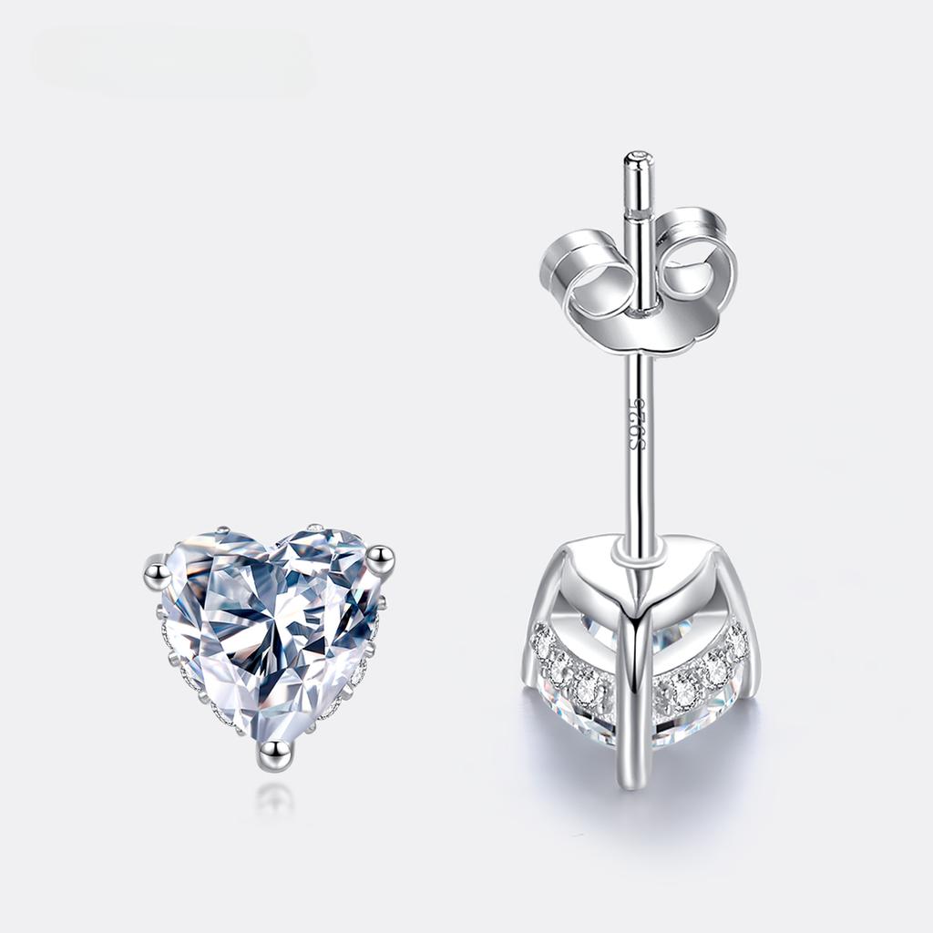 D Color 1CT Moissanite Earrings Heart Created Diamond Stone Genuine 925 Silver Women Elegant Luxury Jewelry Gift