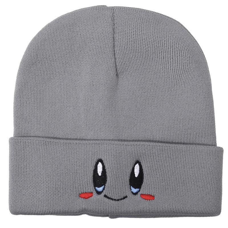 Simple Hat Knit With Big Eyed Smiling Face Embroidery Design For Outdoor Daily