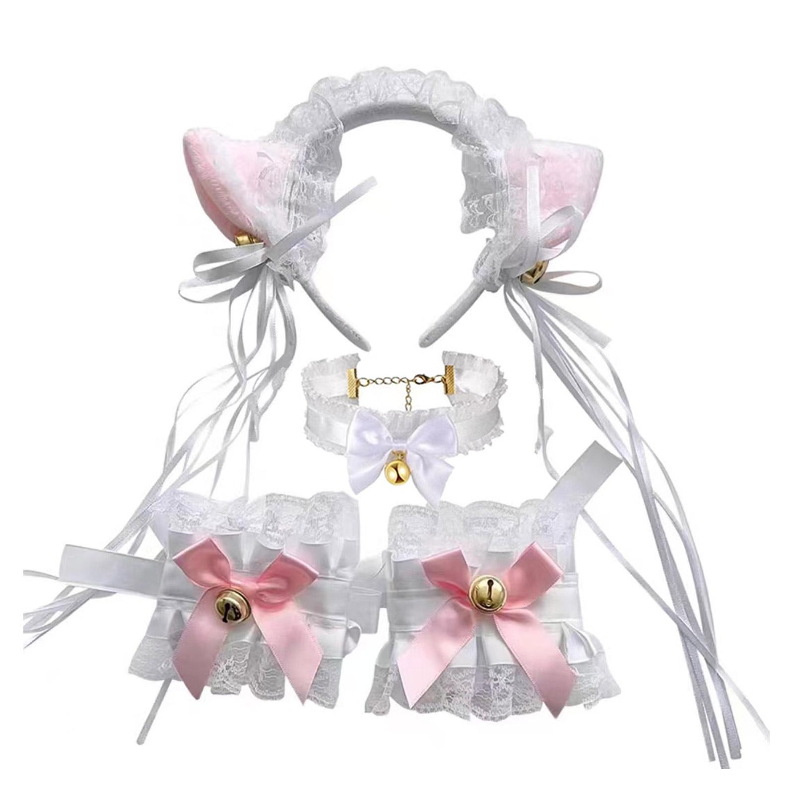 

Cosplay Kitten Ear Shape Hairhoop Lace Cuffs and Choker/Tail Kids Kitten Funny Costume Novelty for Party 6