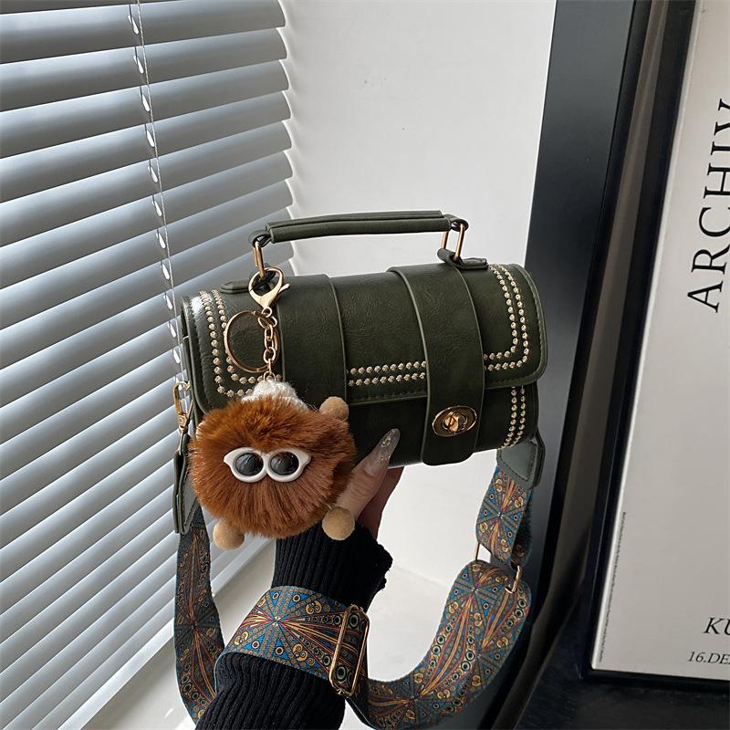 Vintage Retro Women Fashion Versatile Boston Cylinder Crossbody Handbag
