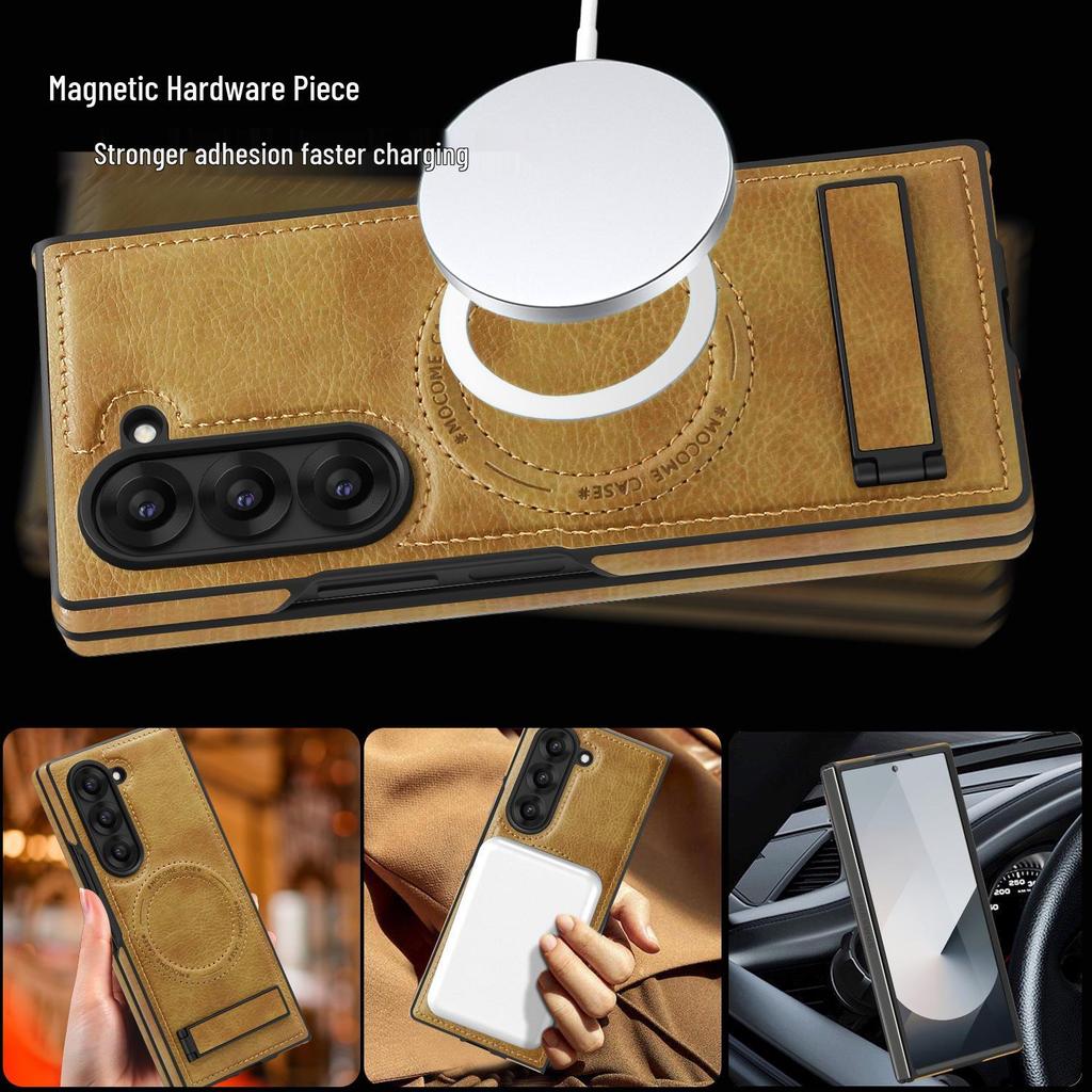 Crystal Shield Leather Magnetic Stand Case for Samsung Z Fold7 - Full Coverage, Drop-Proof Protection