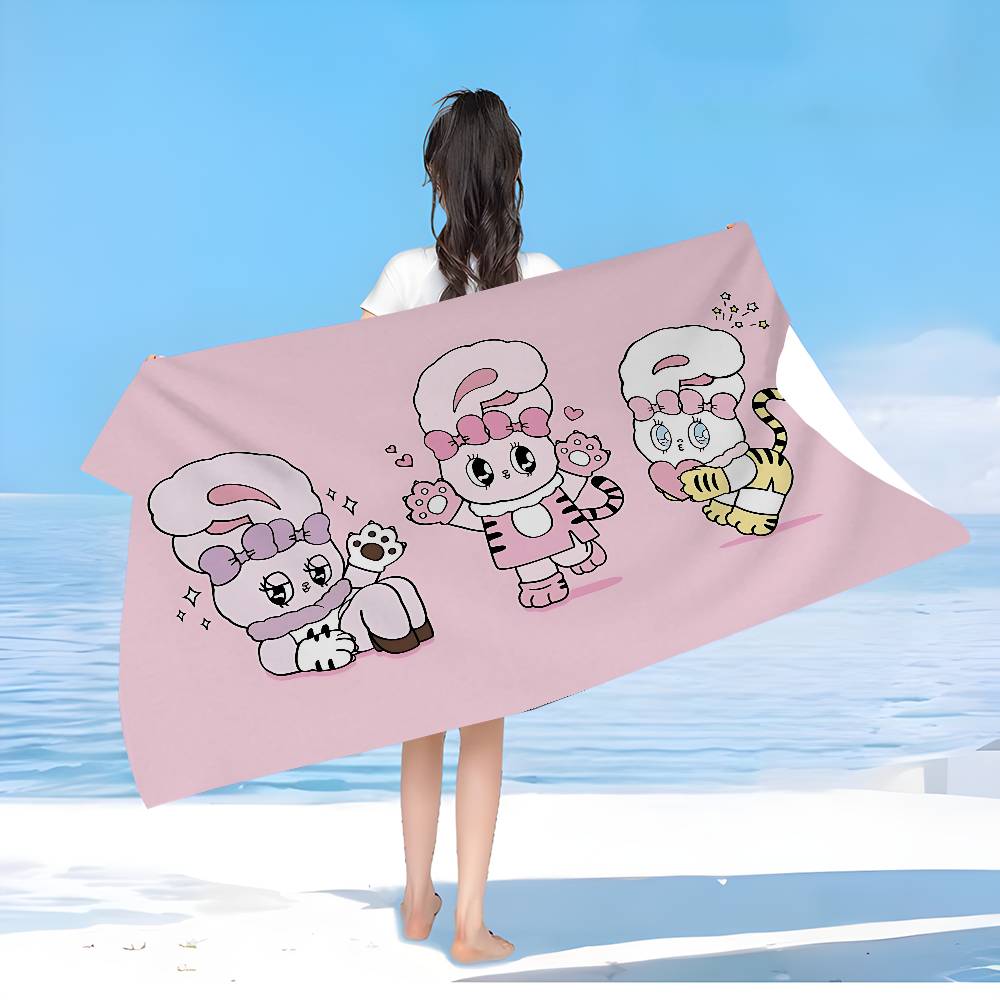 E-Esther Bunny Cartoon Big Microfiber Beach Towels Quick Dry Towel Sand Beach Towels Pool Towel for Travel Swim Pool Yoga