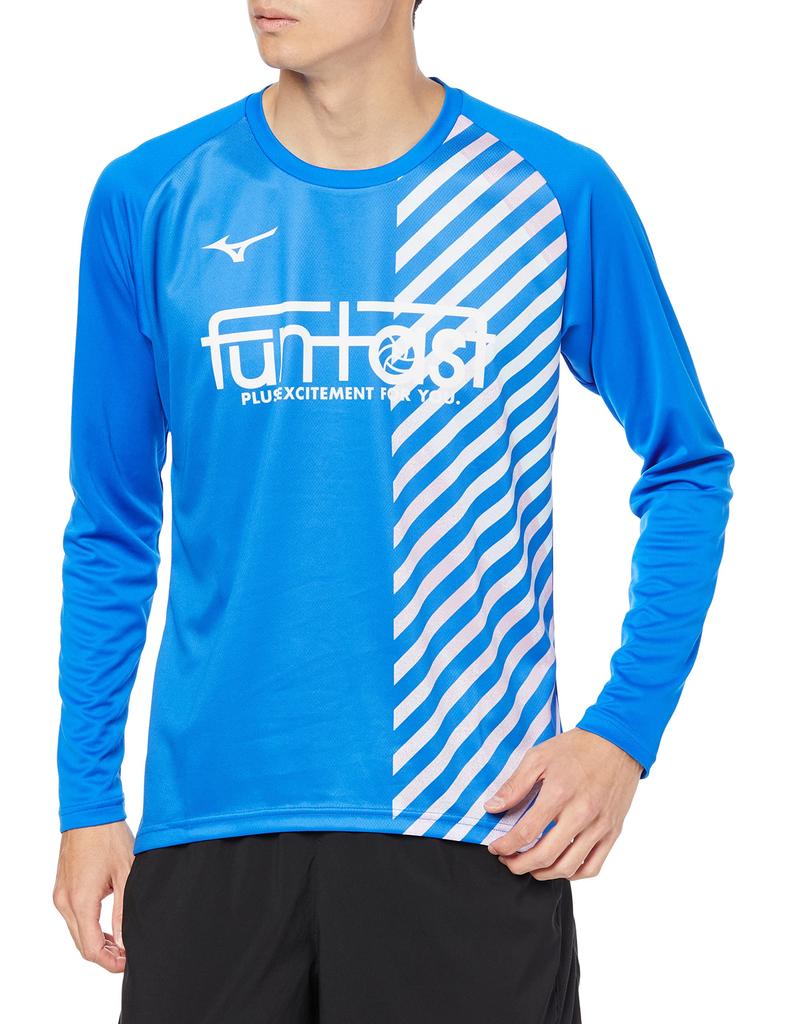 Mizuno FUNTAST Volleyball Practice Shirt, Long Sleeve, V2MA2522, Peace Blue X L. Blue, Size M