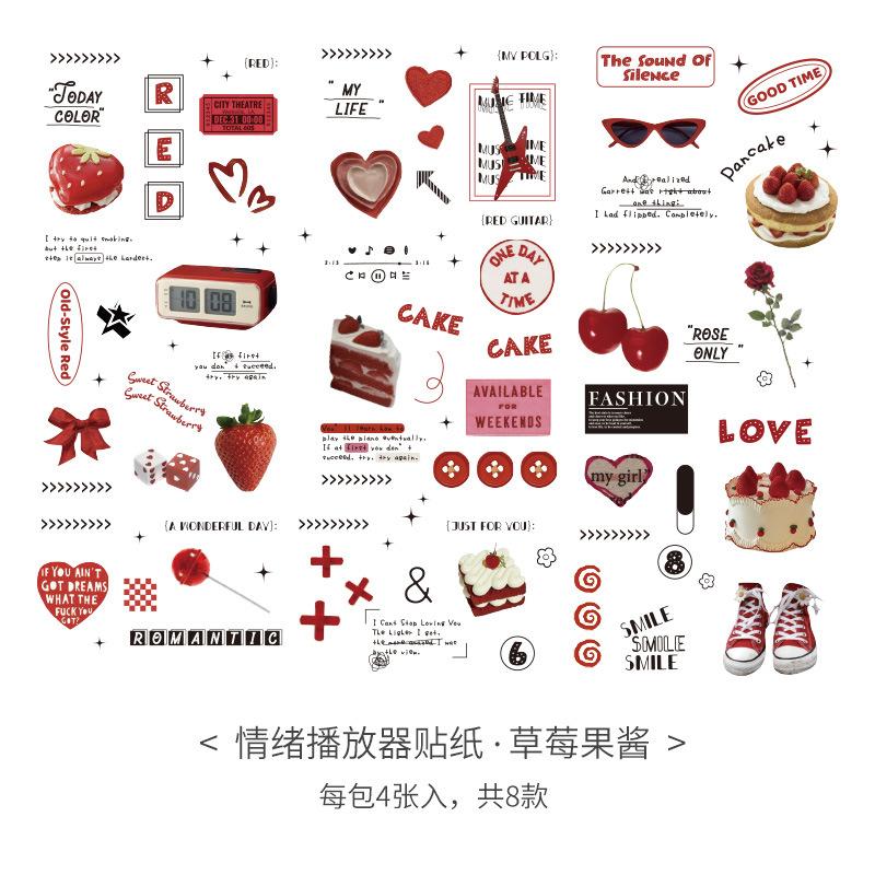 4 Sheets Cartoon Diary Decorative Materials Paper Cute Handwritten Sticker