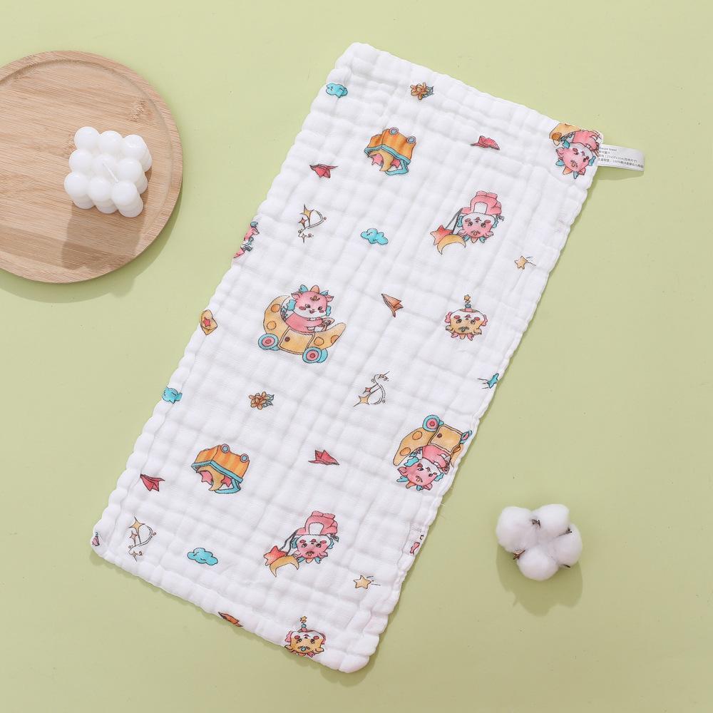 Детское полотенце из марли высокой плотности: Шестислойная хлопковая мочалка и мультяшный слюнявчик-платочек 25x25 cm