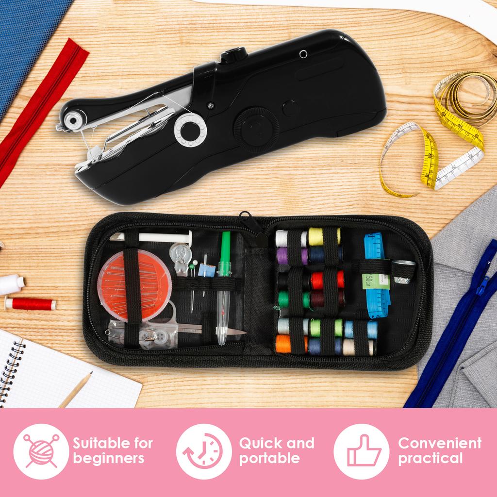 Portable Mini Electric Sewing Machine Handheld Sewing Machine with Bobbin for Needlework Handwork Home Travel Sewing Accessories