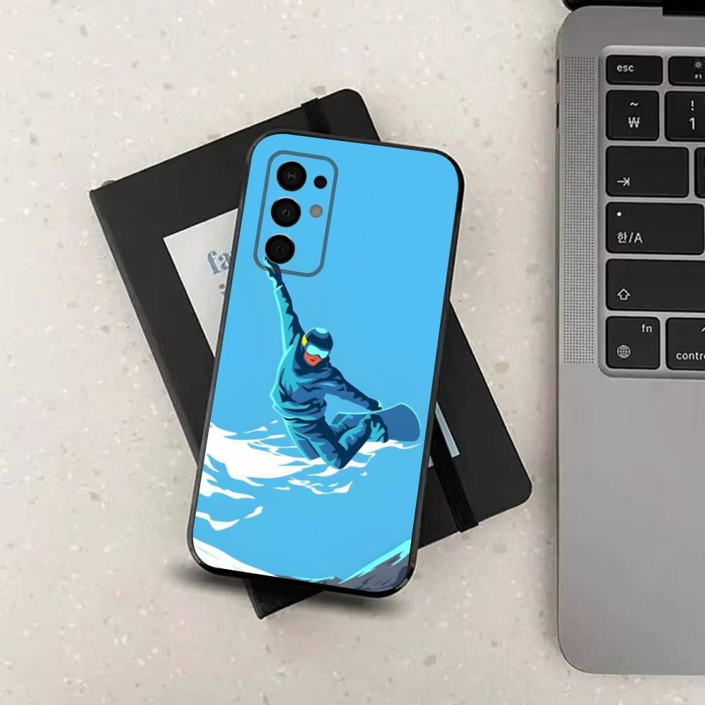 Sport Snowboarding Art For Samsung Galaxy A73,31,32,72,41,53,52,71,22,5G,Note,J7,8,9 Soft Black  Silicone Phone Case