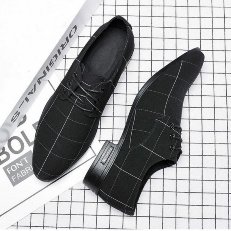 2025 Men's Pointed Casual Canvas Dress Business Shoes Summer Breathable Korean Version Trend Versatile Men's Shoes