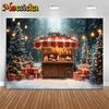 Mocsicka Christmas Background Winter Snow Xmas Tree Cake Cart Decoration Happy New Year Party Kid Photo Backdrop Birthday Banner
