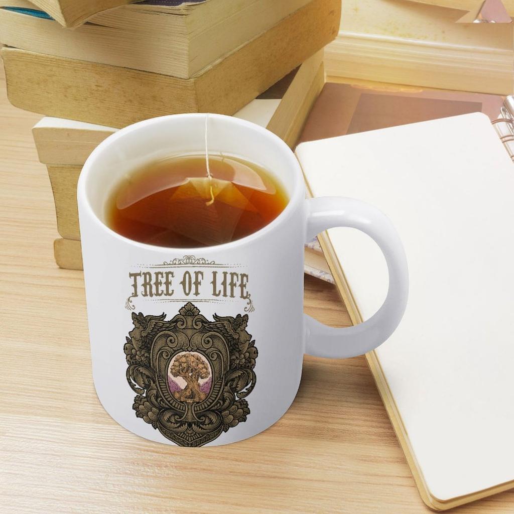 11oz Weiße Keramiktasse mit beidseitig bedruckter Oberfläche und glattem Griff, perfekt für alltägliche Kaffeeliebhaber und Teetrinker