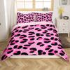 Pink Black Leopard Print Bedding Set Single Size Cheetah Animal Theme Duvet Cover With 1 Pillowcase For Kids Teens