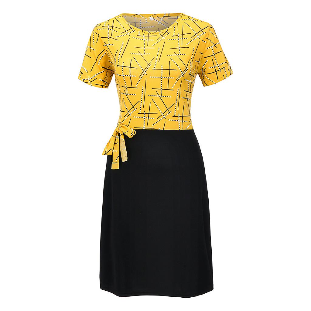 Fashion Casual Women  Short sleeve  Dress Striped Slim A-Line Dress