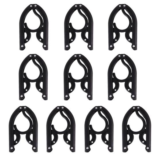10Pcs Folding Clothes Rack Non-Slip Hangers Curved Groove Design Portable Compact Space-Saving Travel Hangers