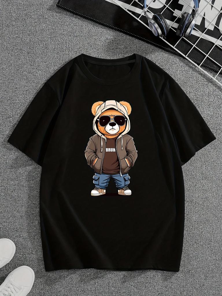 Little Bear Printed Tshirt Mens Short Sleeve Daily Casual Top Mens SpringSummer New Style Short Sleeve