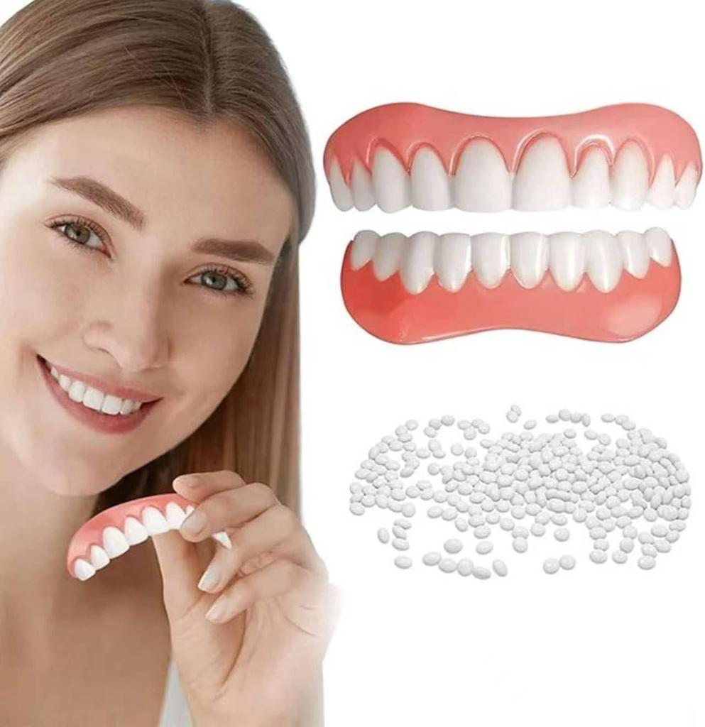 2 Pairs of Dentures, Prosthetic Teeth, Super Comfortable False Teeth, Perfect Fit, Flexible, Practical, Whitening Teeth, Natural and Comfortable Fit,