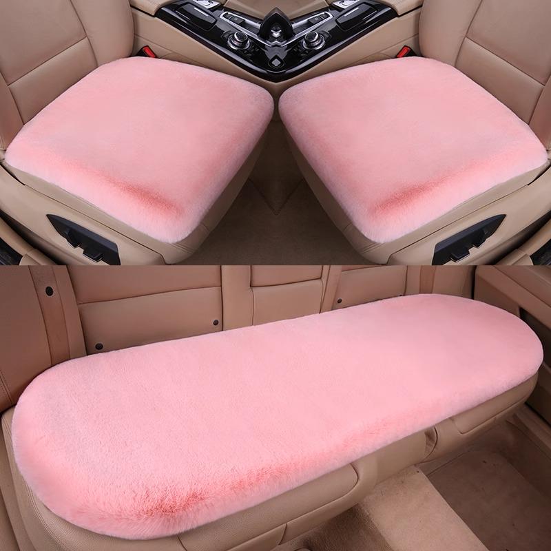 Universal Plush Car Seat Cushion - Thick, Warm, Non-Slip Rabbit Hair for Autumn & Winter